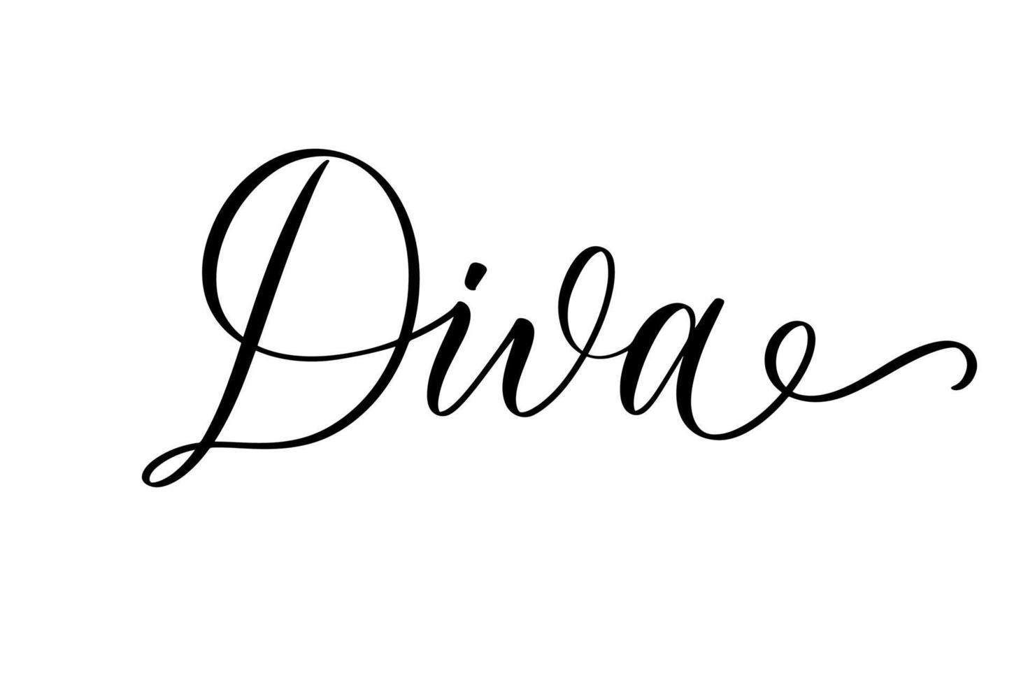 Diva hand drawn calligraphy inscription vector. vector