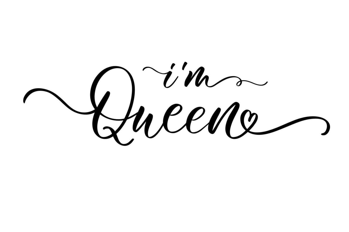 Im Queen. Calligraphy queen design to print on tee, shirt, hoody, poster banner sticker, card. Hand lettering queen text vector illustration.