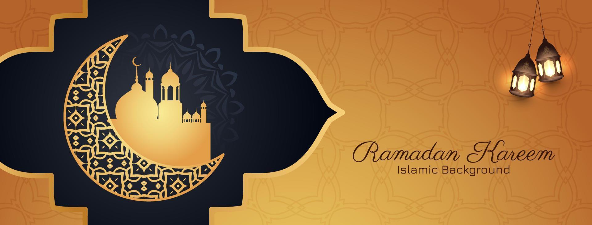 ramadan kareem festival islámico elegante diseño de banner decorativo vector