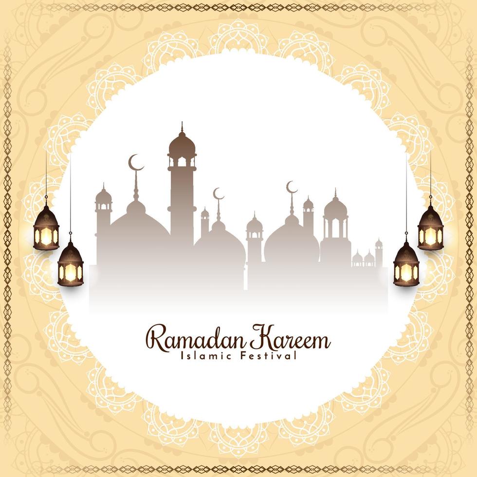 Ramadan Kareem beautiful Islamic mosque background design vector