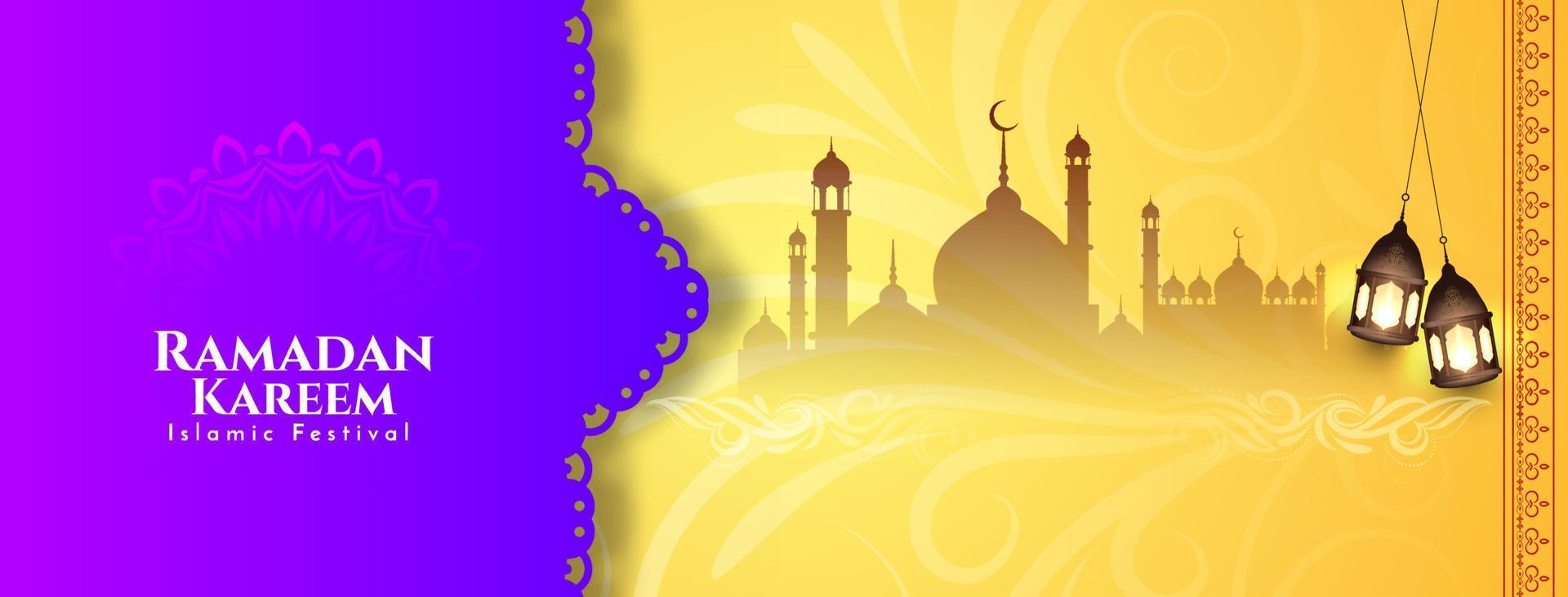 Religious Ramadan Kareem islamic festival banner design vector