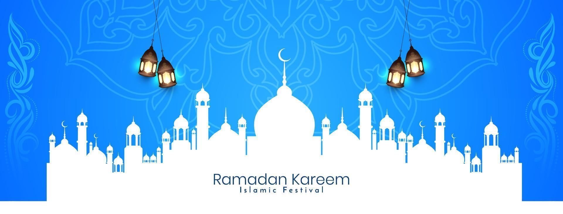 ramadan kareem festival islámico elegante diseño de banner decorativo vector