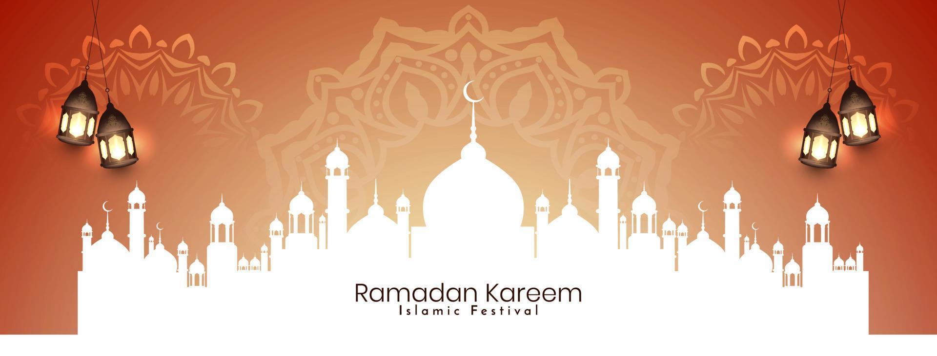 Religious Ramadan Kareem islamic festival banner design vector