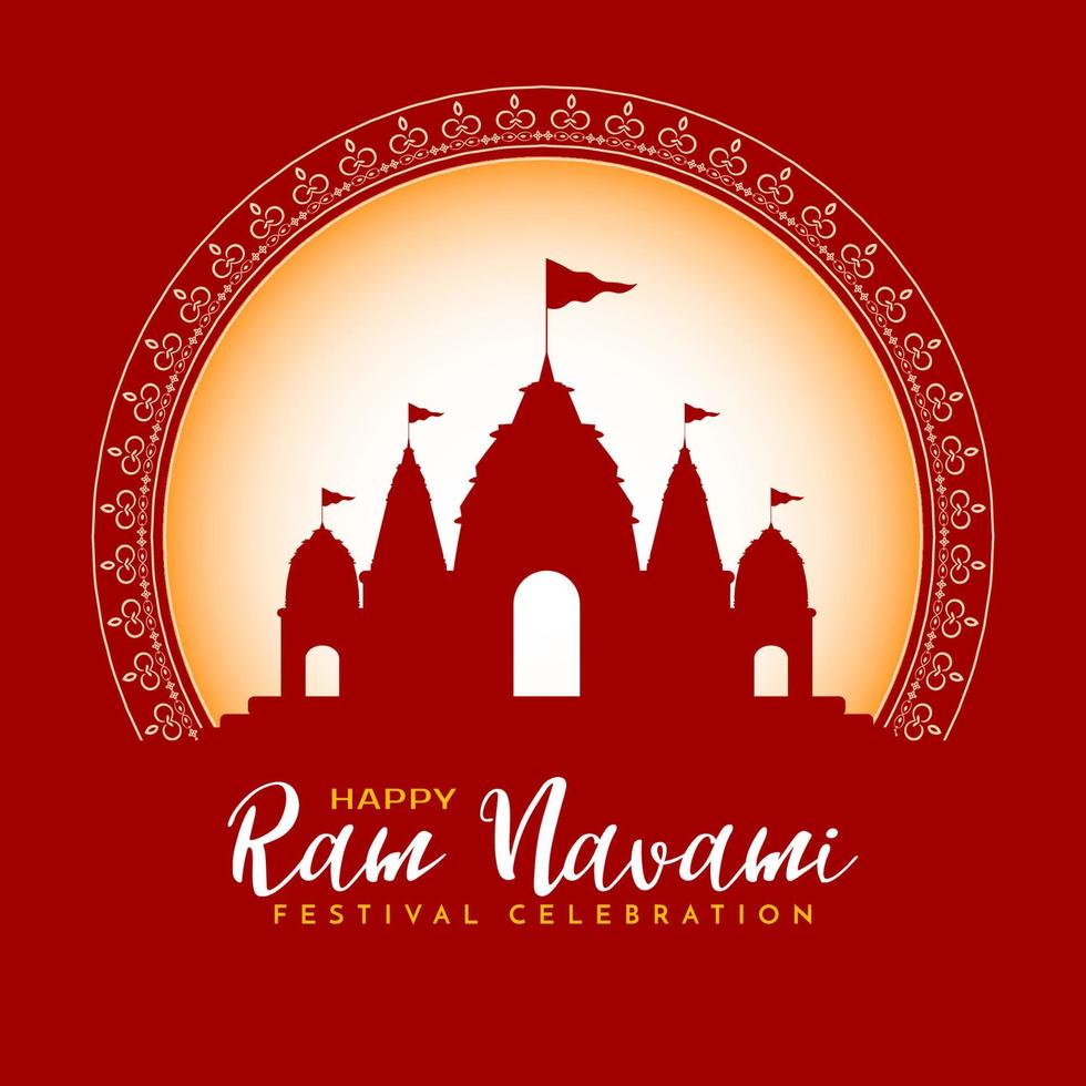 Happy Ram Navami cultural Hindu festival wishes celebration card vector