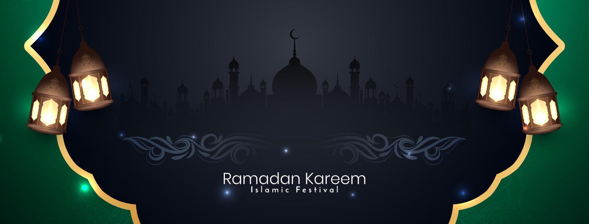 Ramadan Kareem islamic festival celebration cultural banner vector