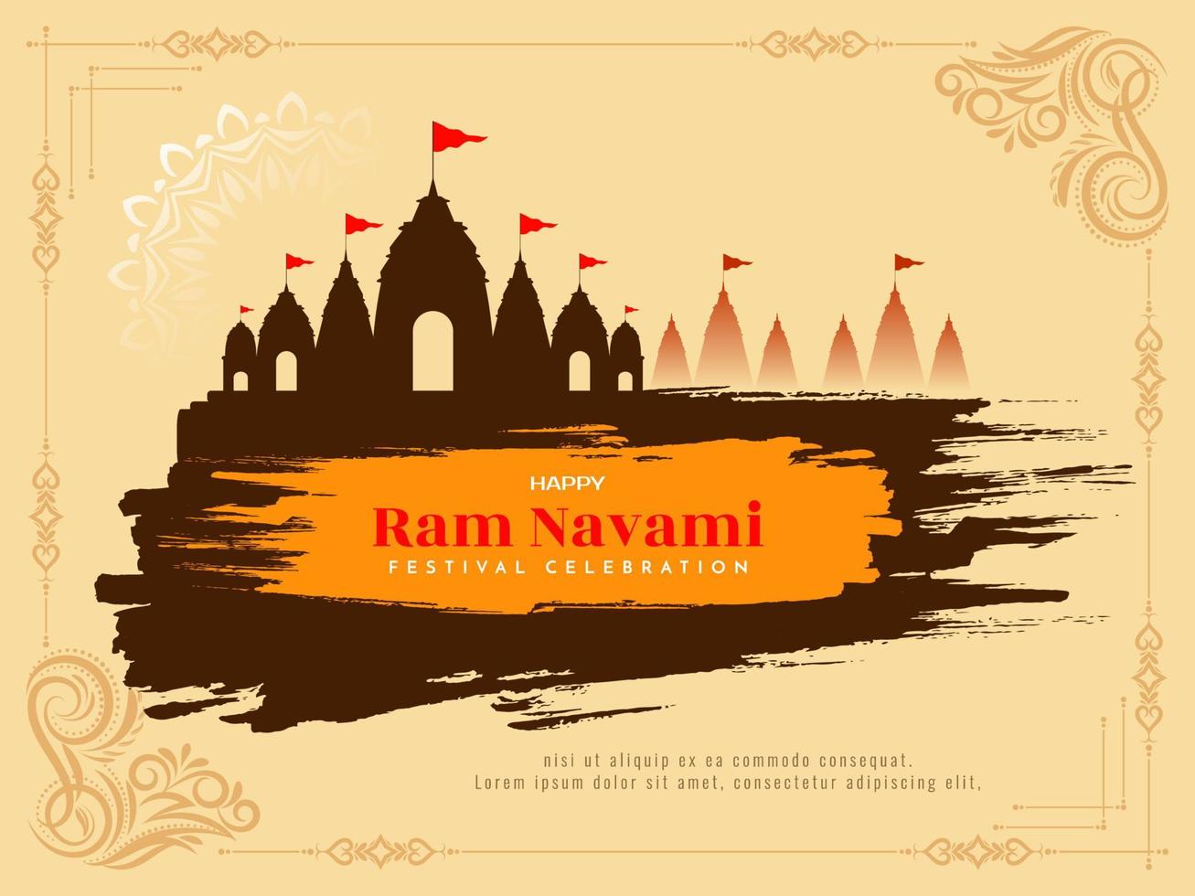 Religious Indian Happy Ram Navami festival greeting background vector