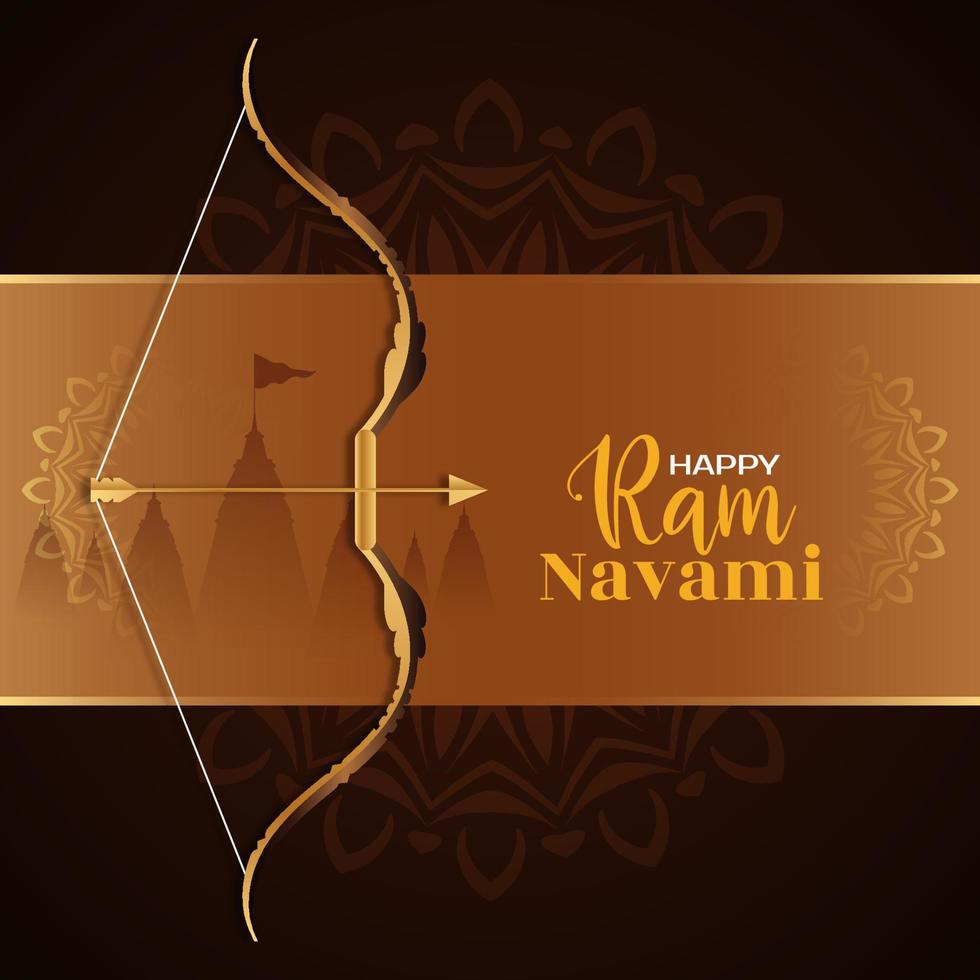 Religious Indian Happy Ram Navami festival greeting background vector