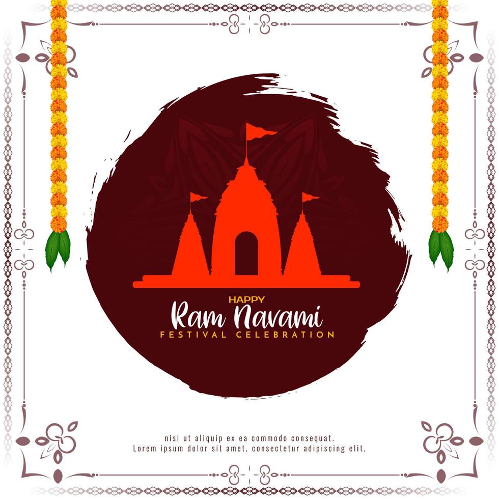 Religious Indian Happy Ram Navami festival greeting background vector