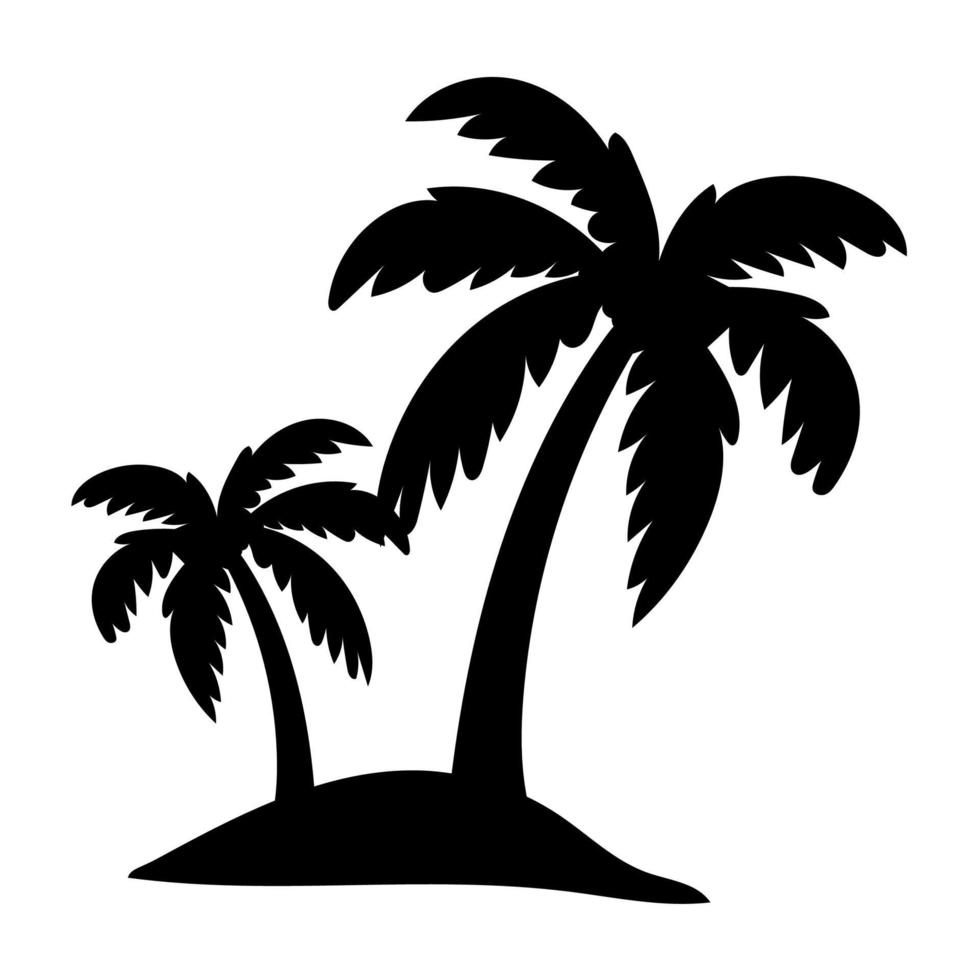 Coconut tree silhouette. summer sunset sea design vector