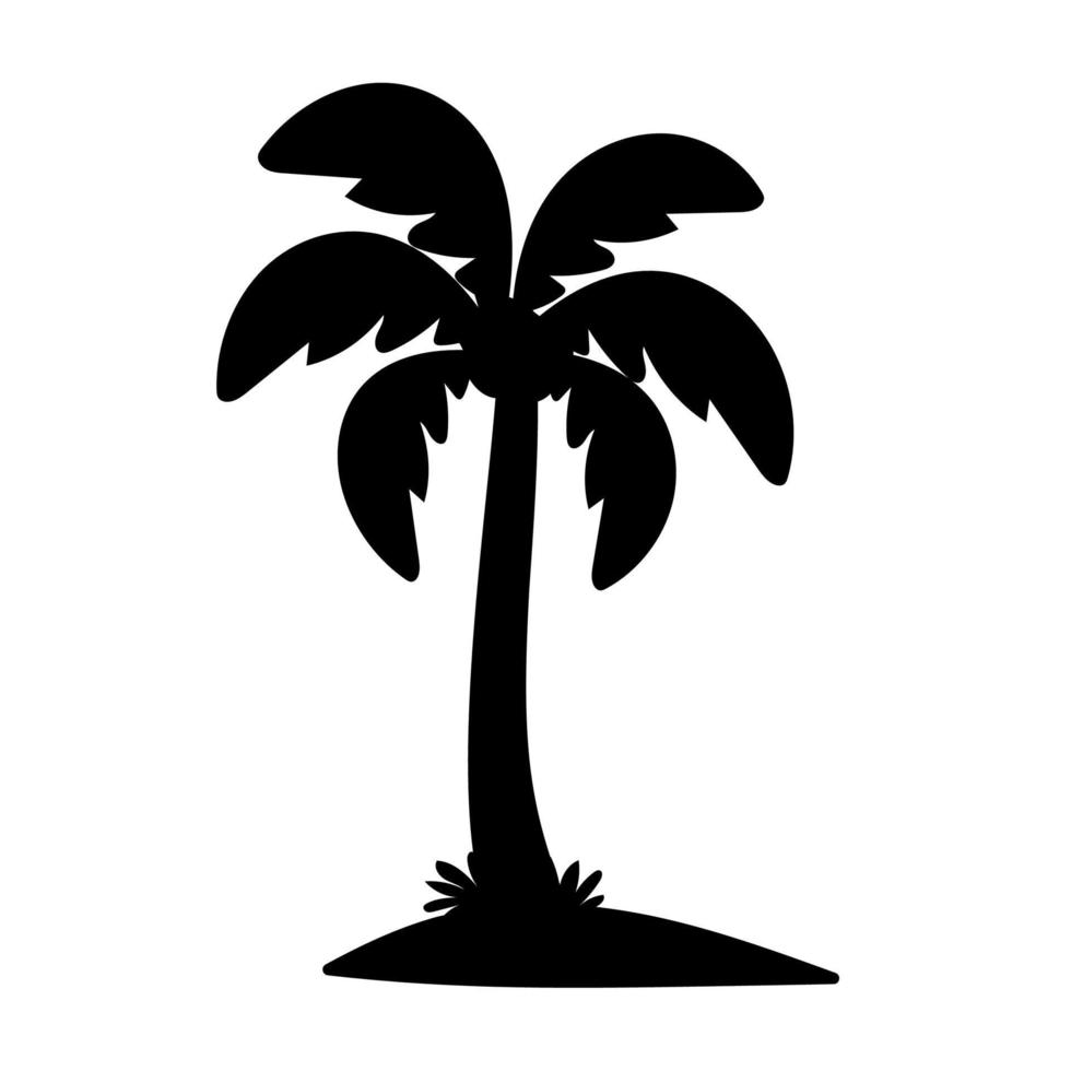 silueta de árbol de coco. diseño de mar al atardecer de verano vector