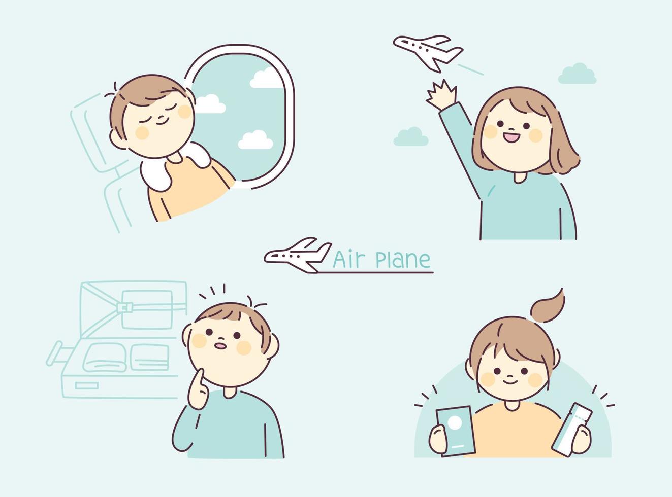 Round and cute face character. People are making travel plans vector