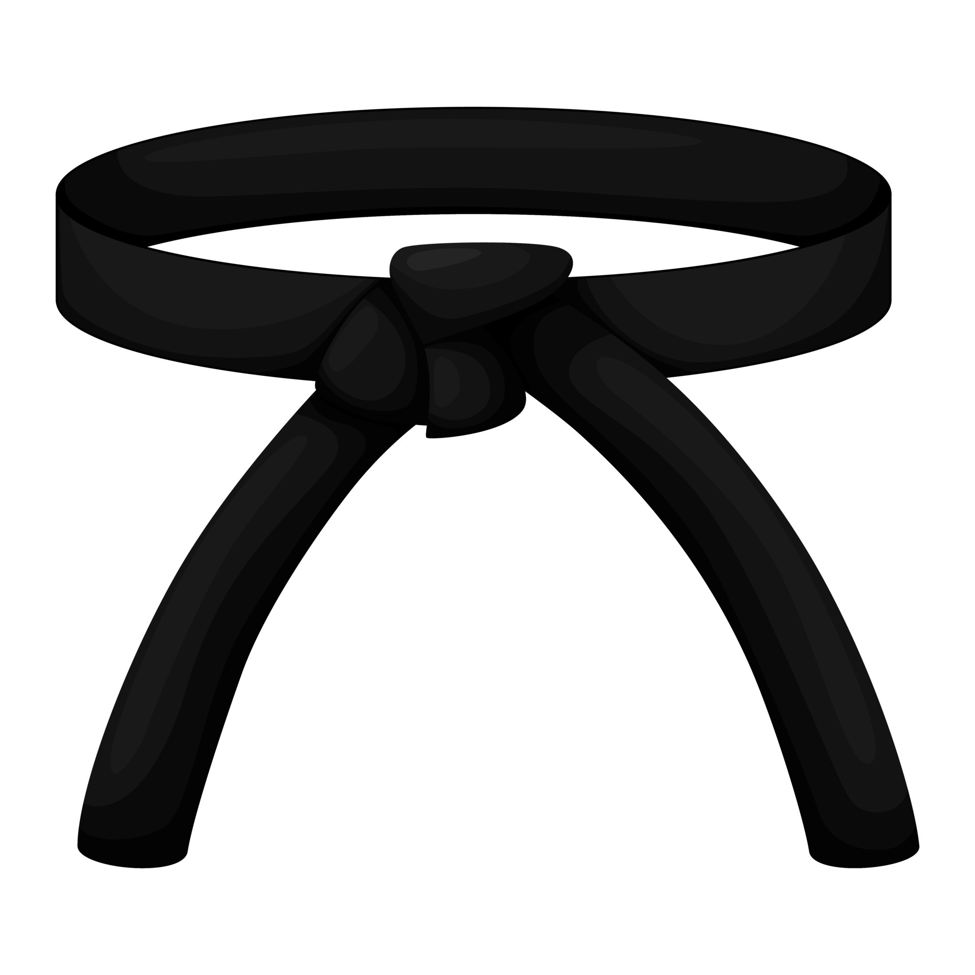 Karate belt black color isolated on white background. Icon of Japanese
