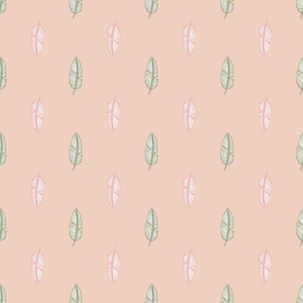 Banana leaf seamless pattern.Vintage tropical branch in engraving style. vector