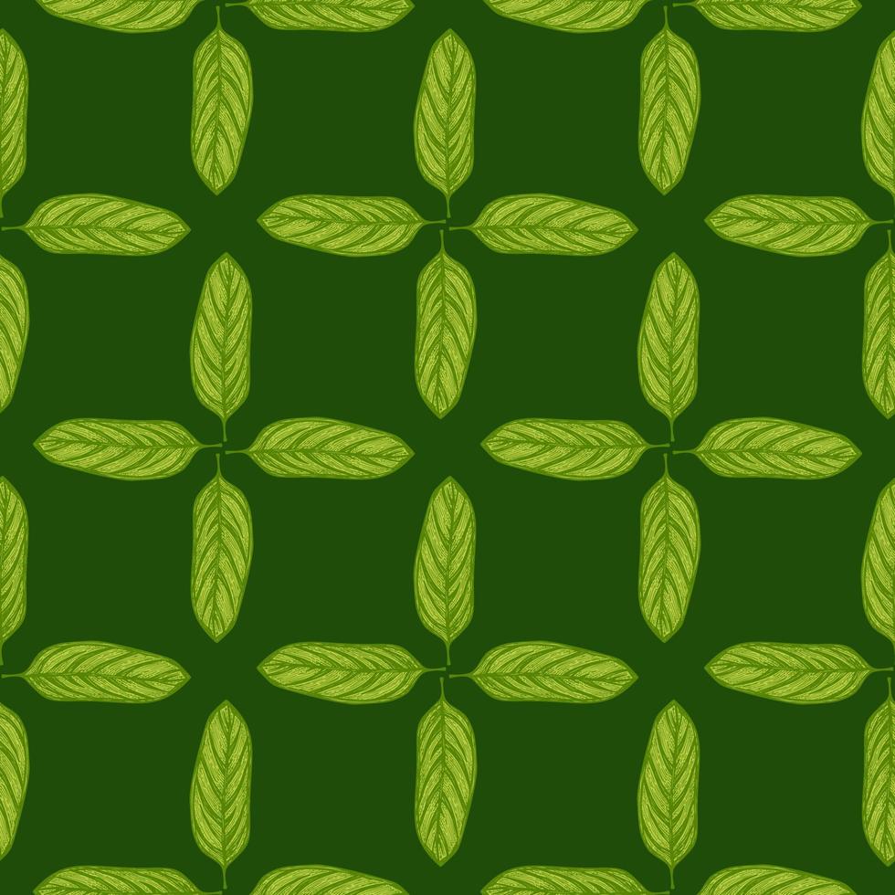 Alocasia leaves seamless pattern.Vintage tropical branch in engraving style. vector