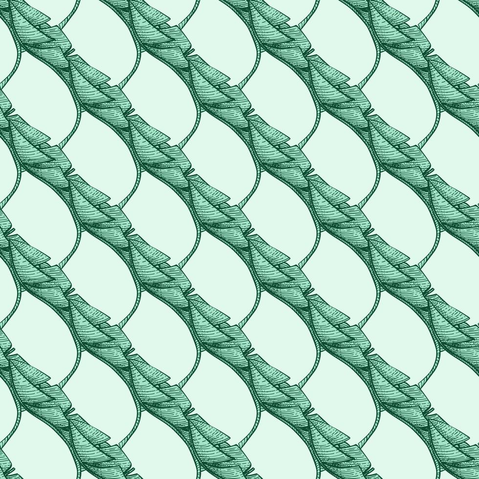 Banana leaves seamless pattern.Vintage tropical branch in engraving style. vector