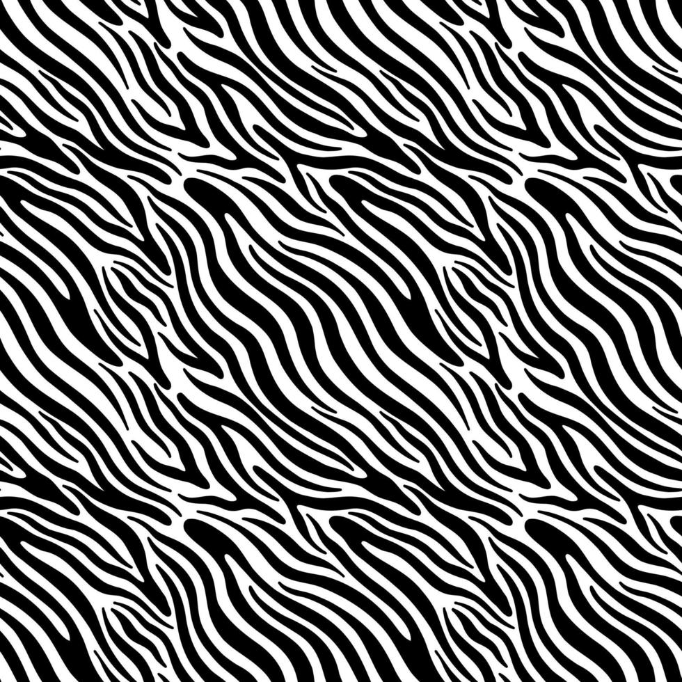 Seamless abstract zebra skin pattern background. Decorative design freehand creative paint. Texture chaotic element. vector