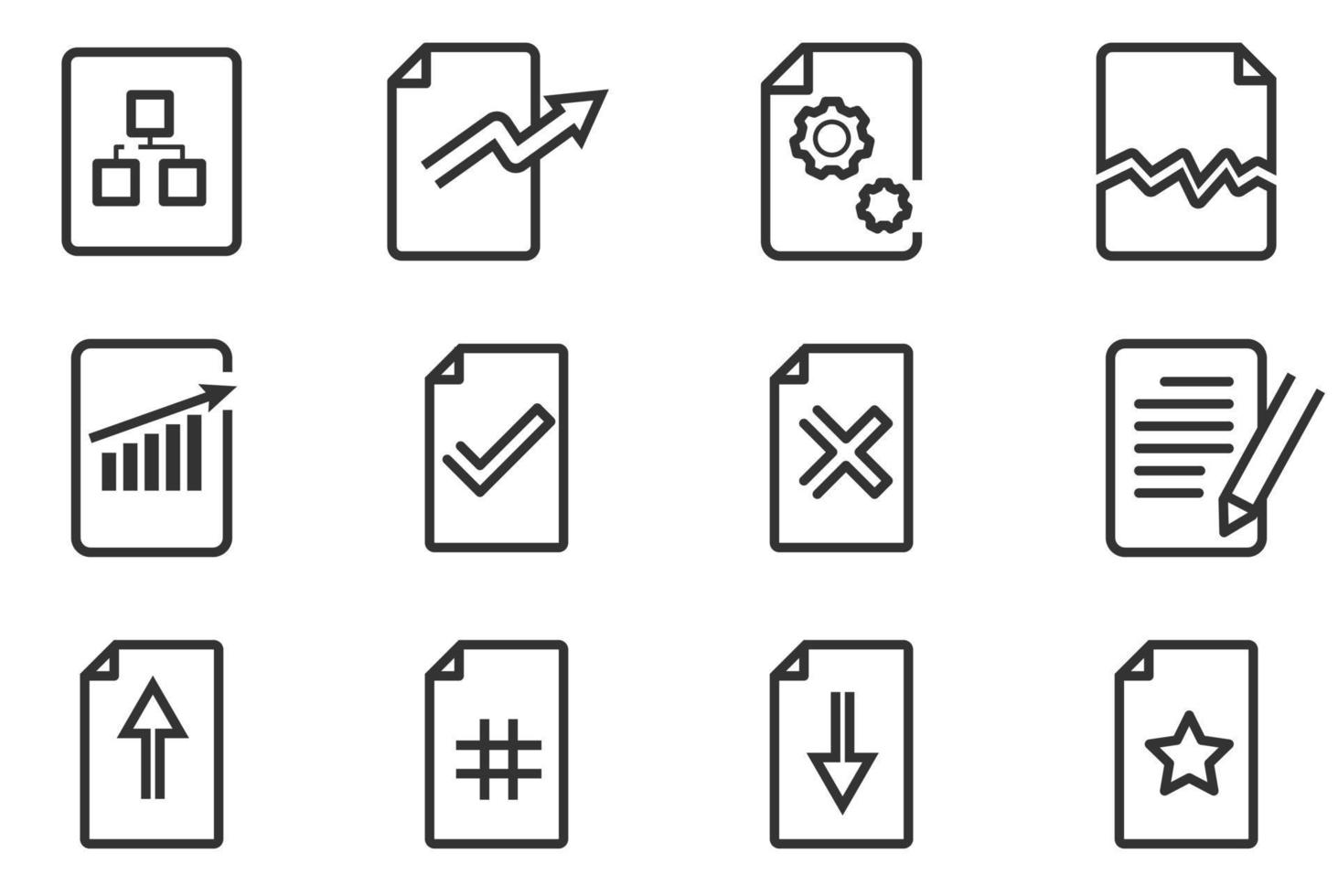 Business document sheet checklist icon. Thin stroke simple graphic report application form. Outline vector. vector