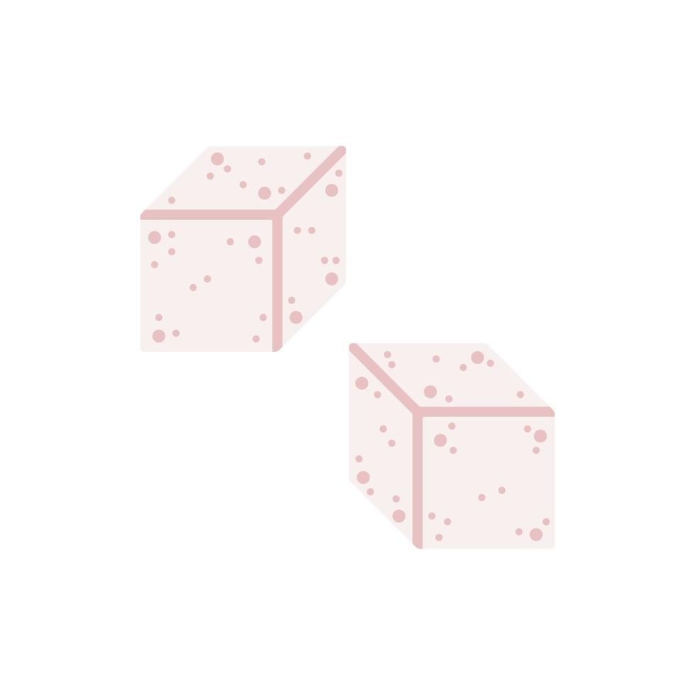 Refined sugar cubes, vector flat illustration on white background