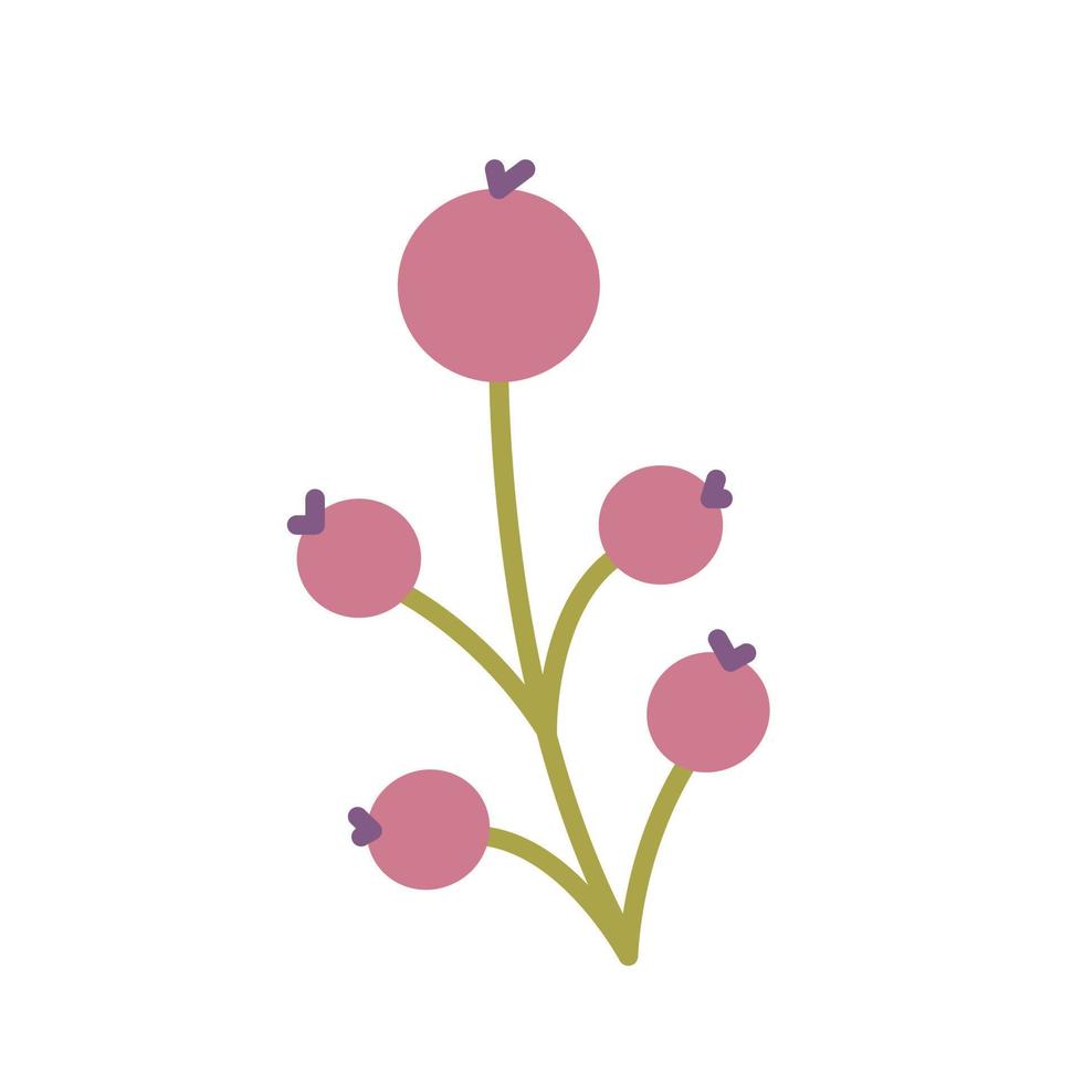 Currant, plant with berries, vector flat illustration