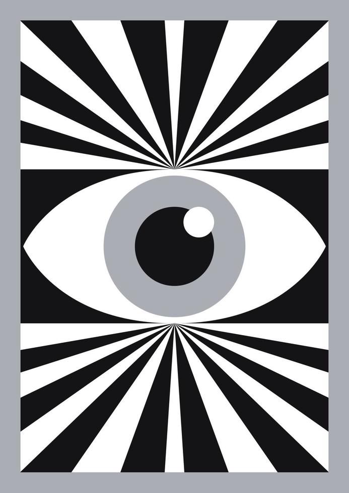 póster de ojo de bauhaus abstracto en blanco y negro mínimo vector