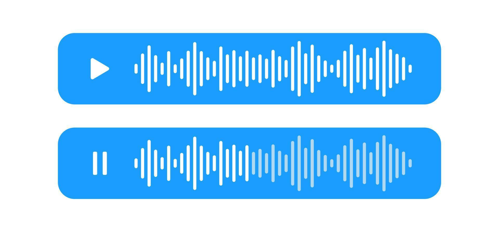 Voice message set ui interface bubble blue color vector