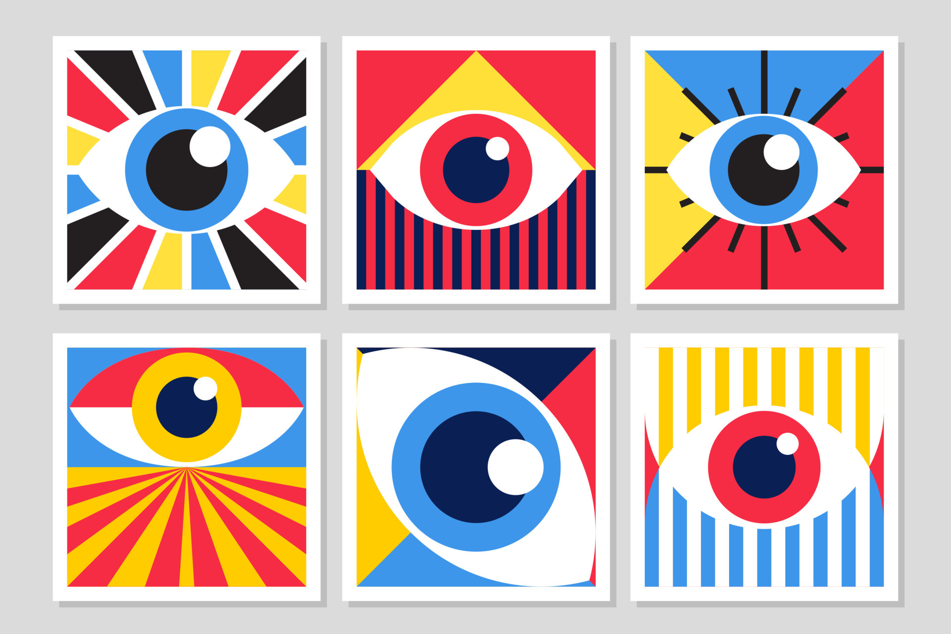 Bauhaus eye poster vector set minimal 20s geometric style 7016673