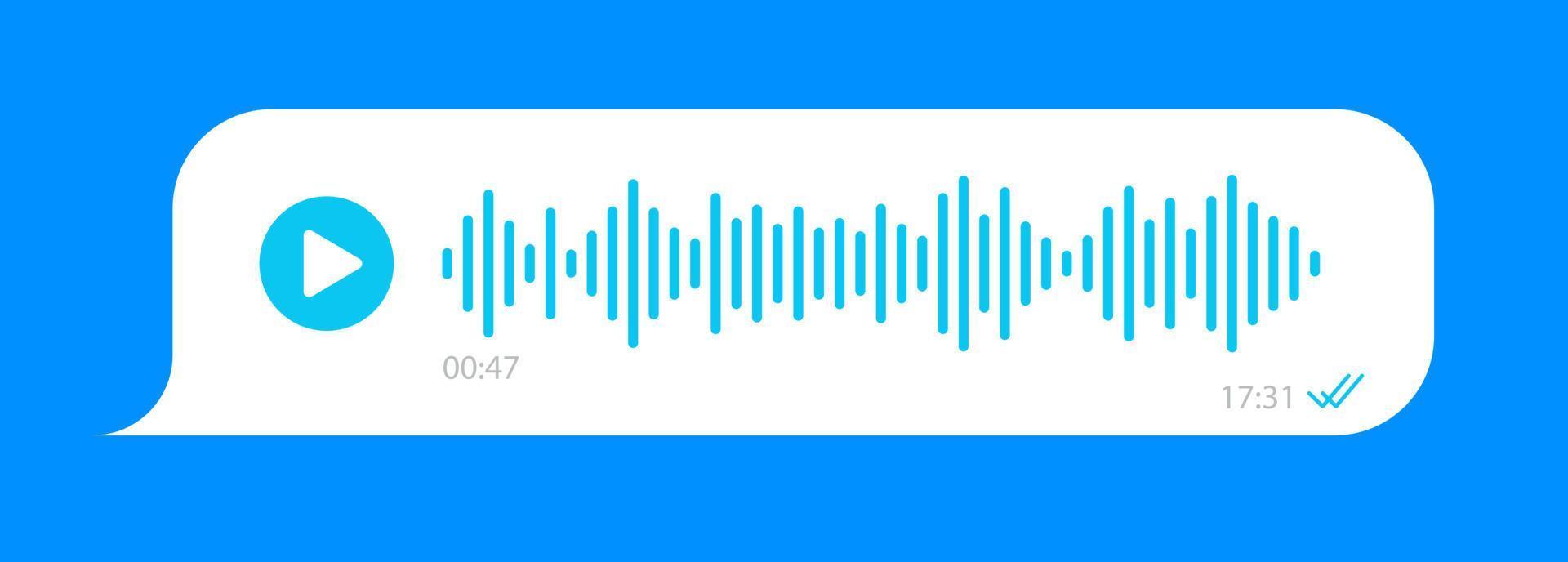 Voice message ui interface bubble on blue background vector