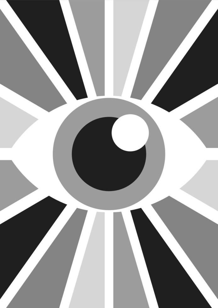 póster de ojo de bauhaus abstracto en blanco y negro mínimo vector