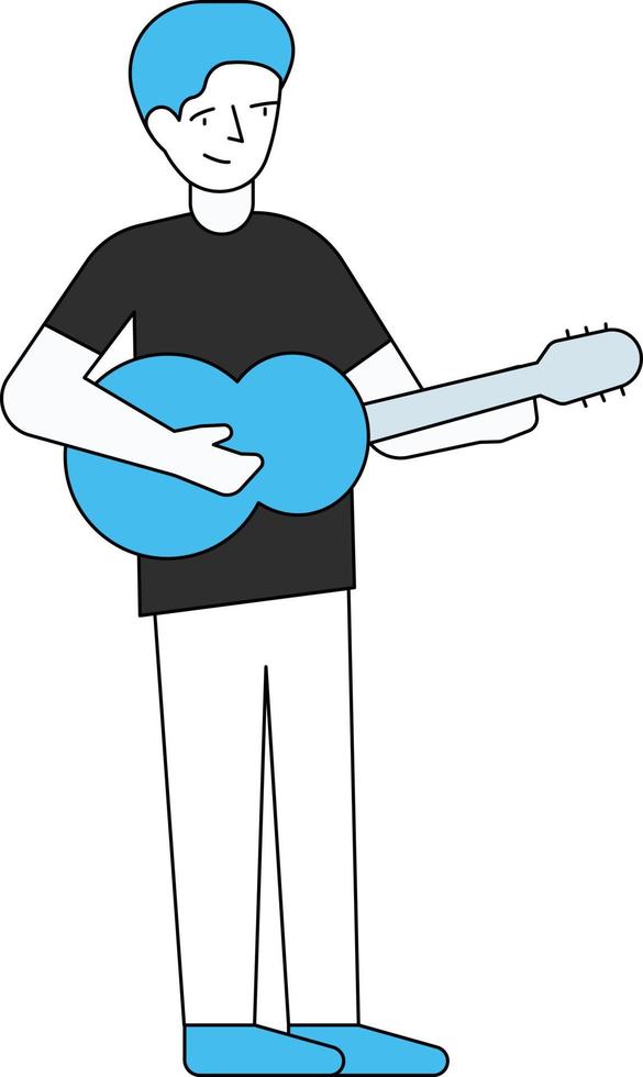 The boy is playing the guitar. vector