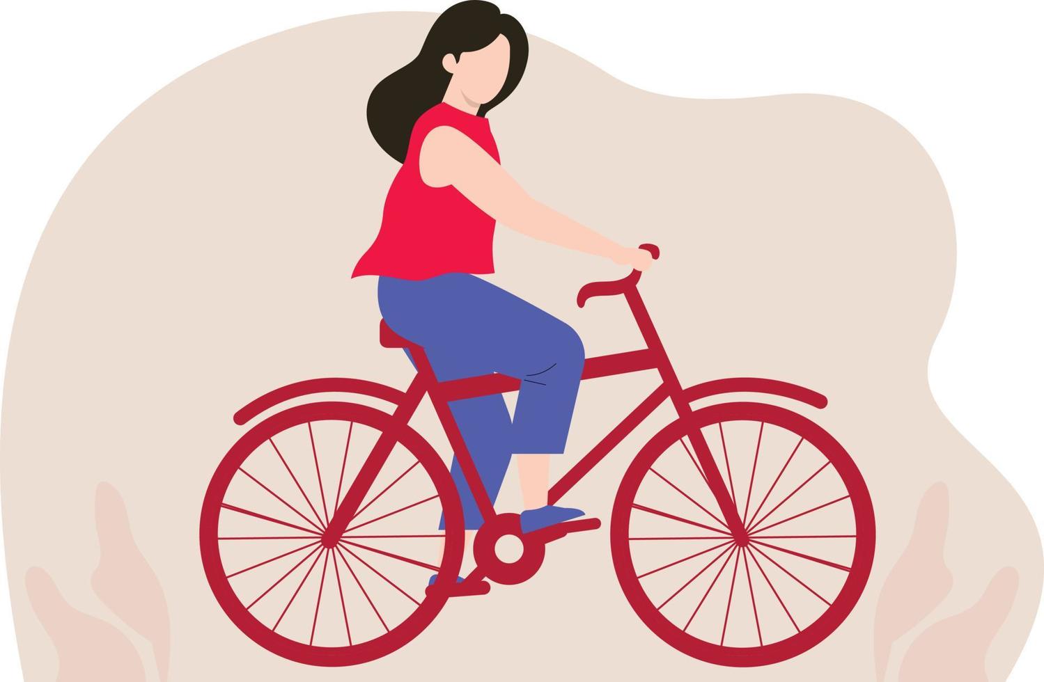 The girl is riding a bicycle. vector