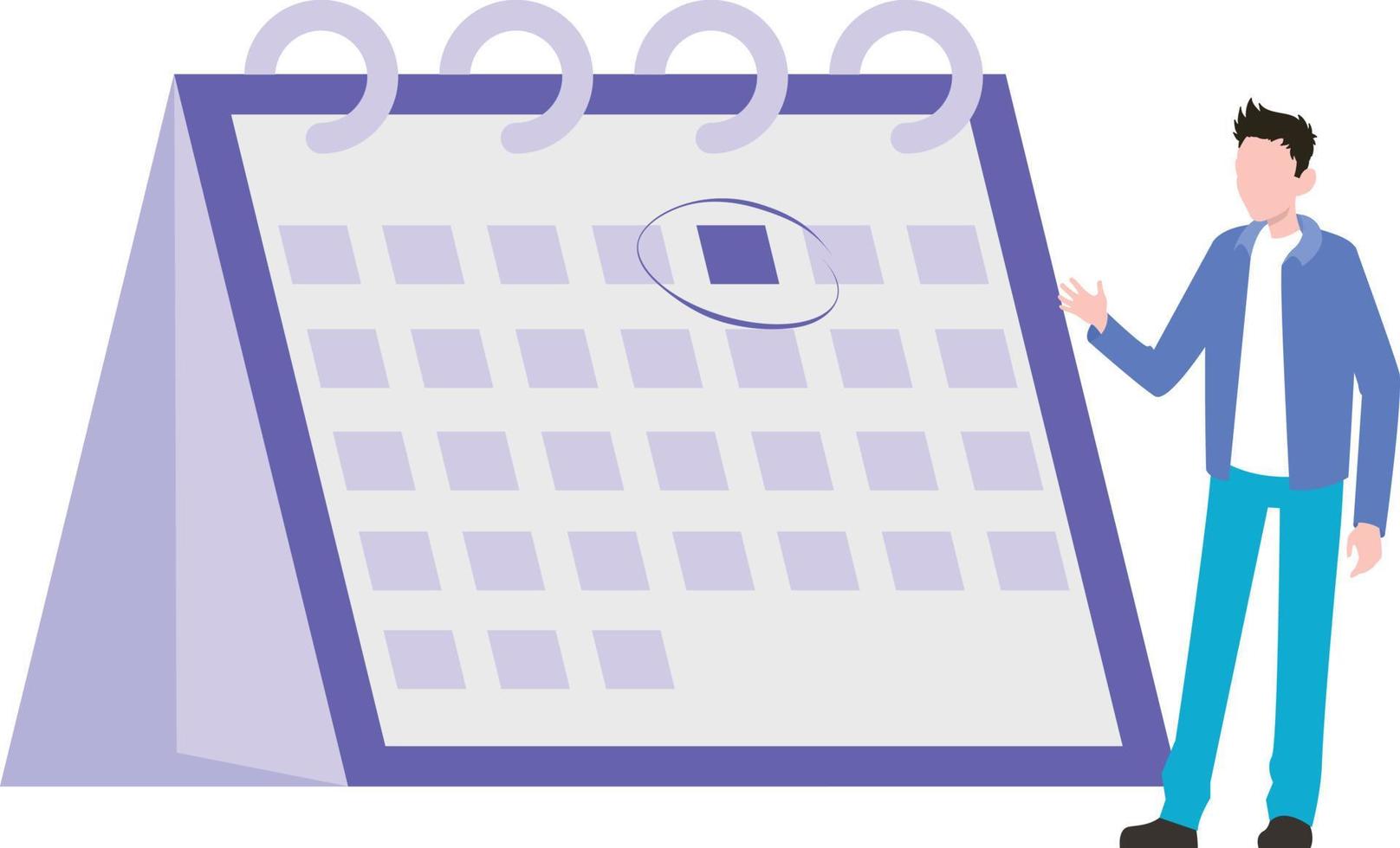 The boy marked the appointment on the calendar. vector