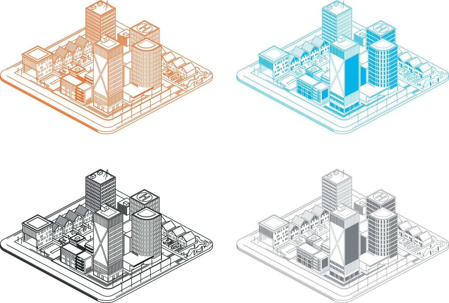 ilustración isométrica del edificio vector