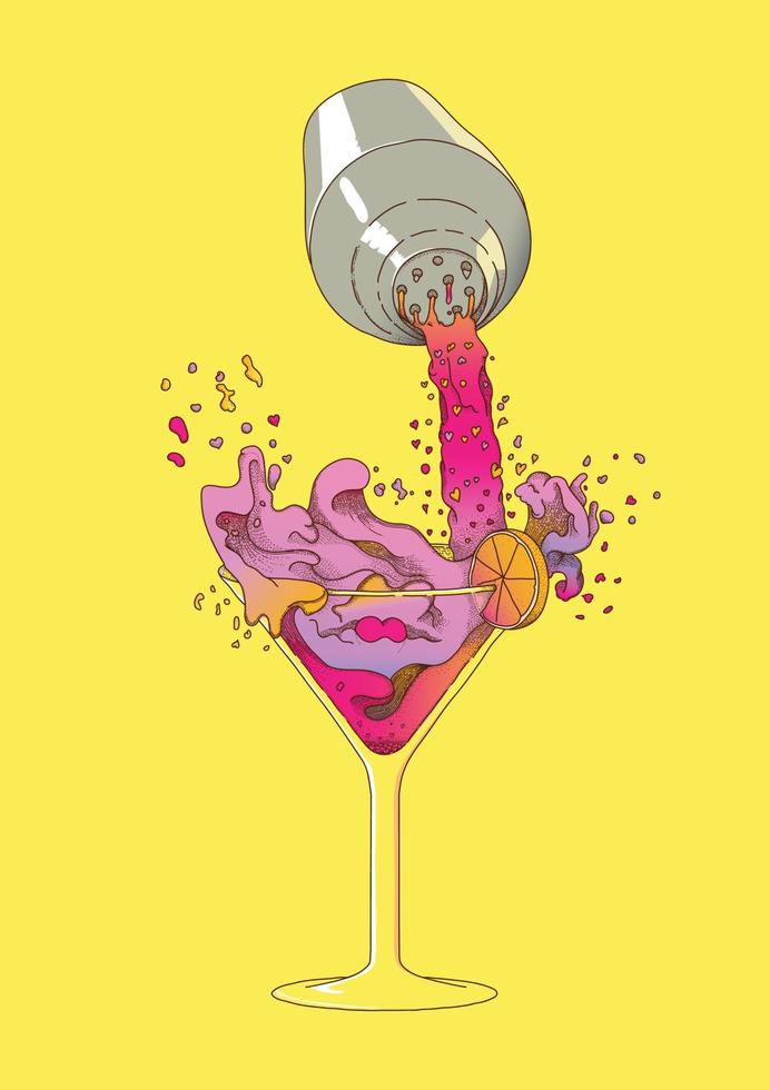 coctel con splash vector