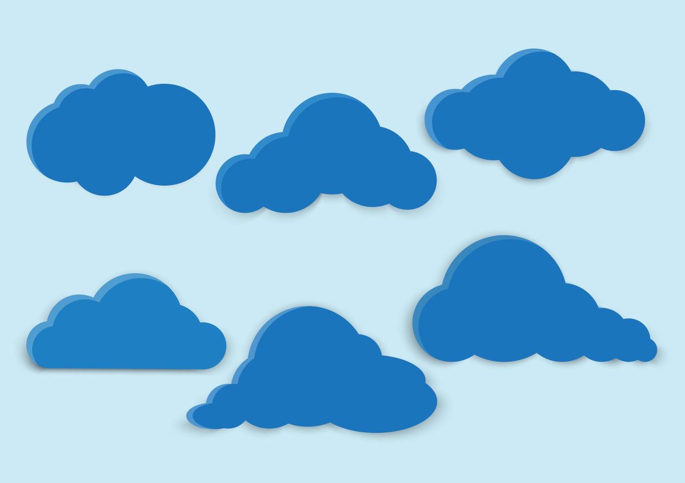 various shapes of clouds on different levels of blue background vector