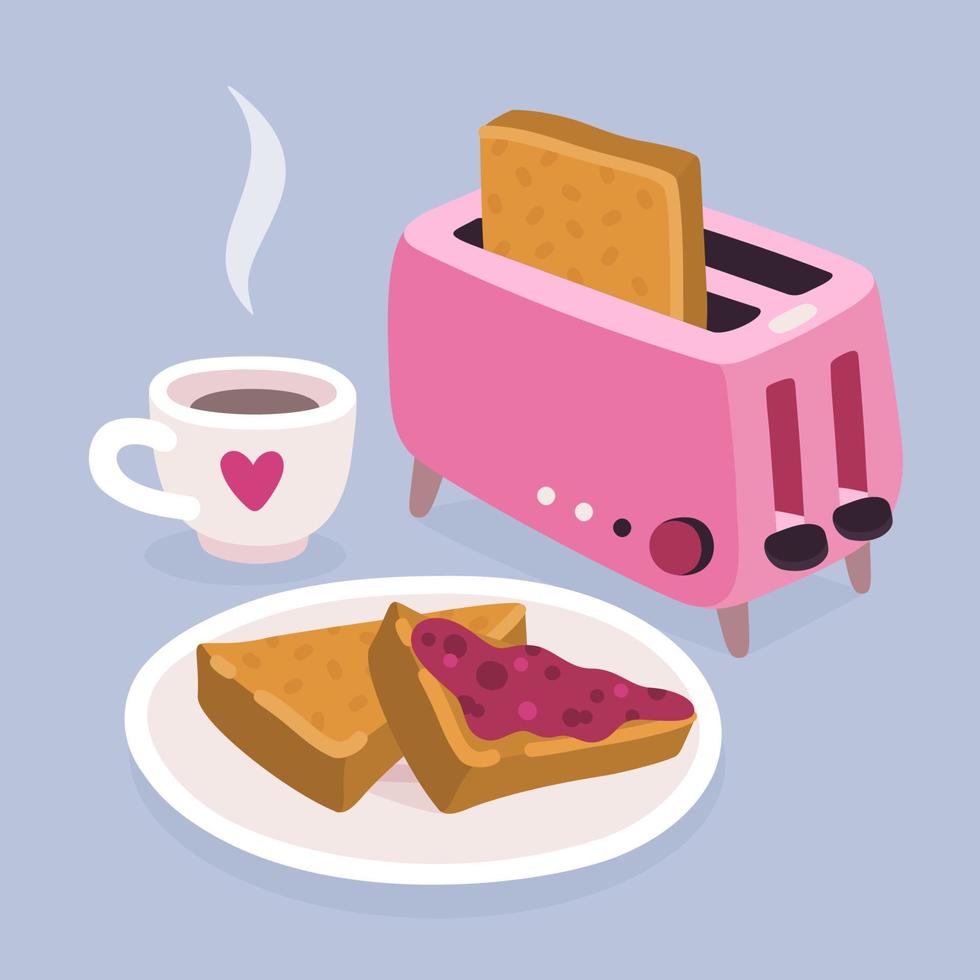 Toaster and toasts vector