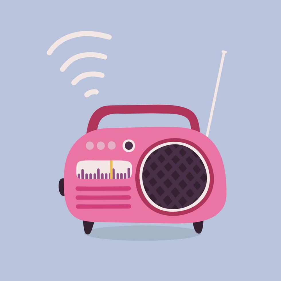 Pink cute cartoon radio vector