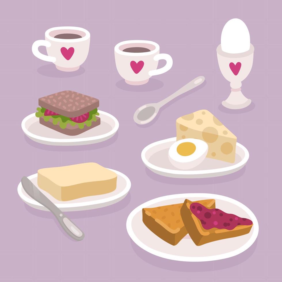 conjunto de comida para el desayuno vector