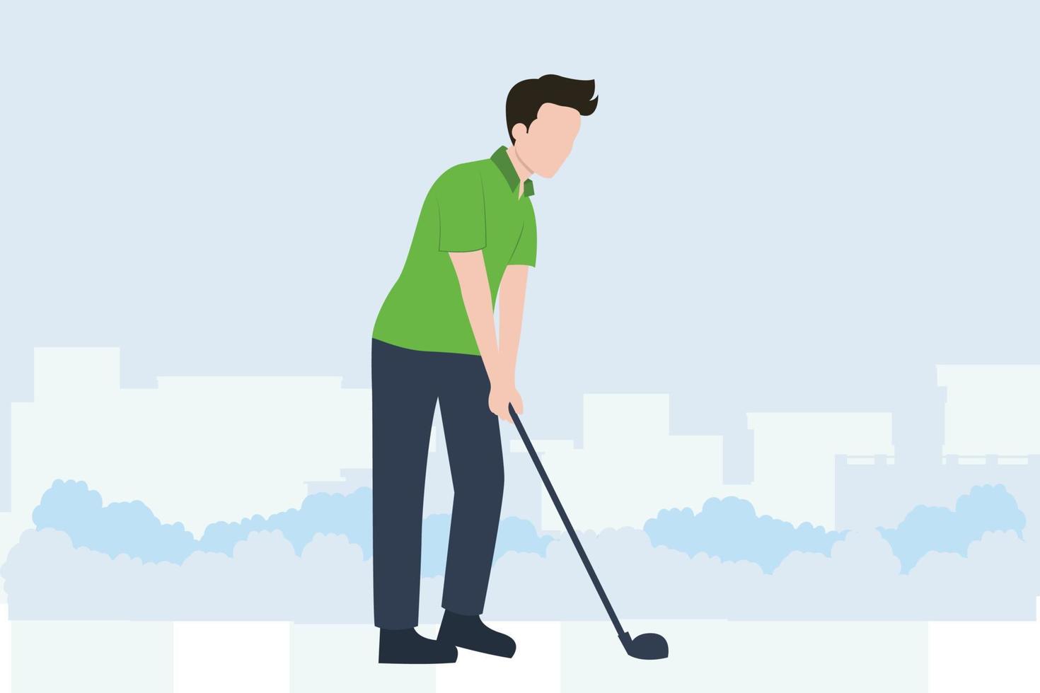 The boy is playing golf. vector