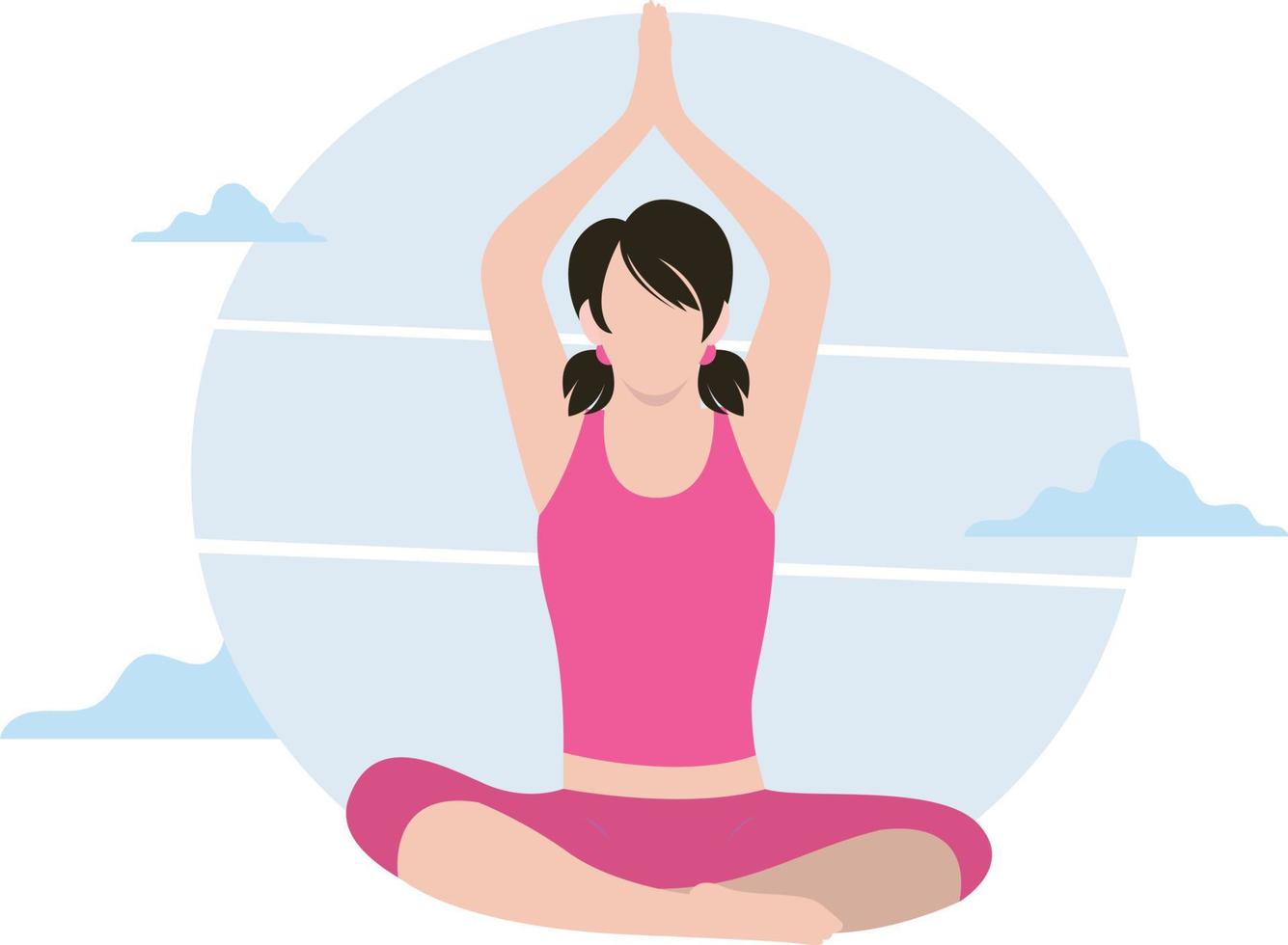 The girl is doing yoga and meditation. vector