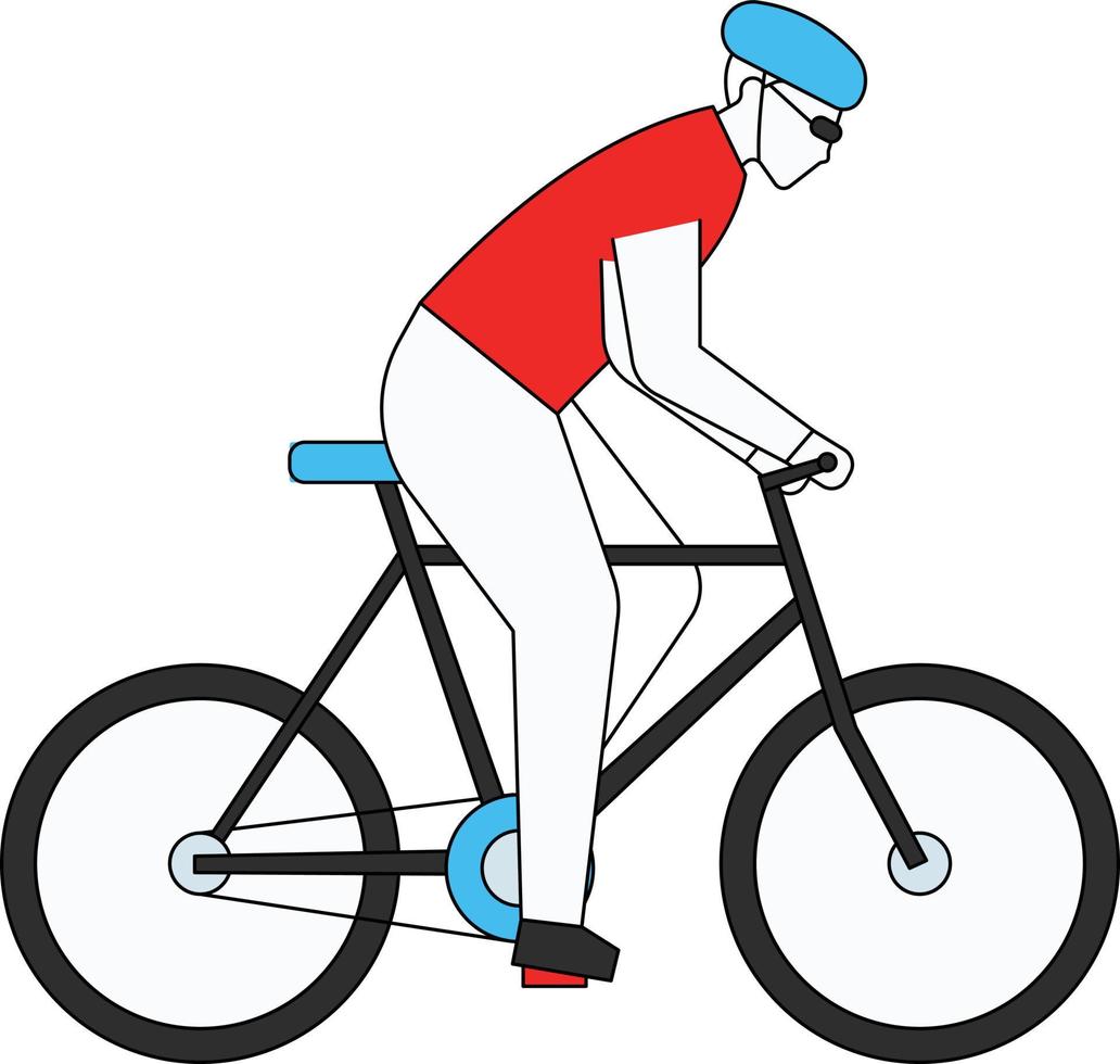 The athlete is riding a bicycle. vector