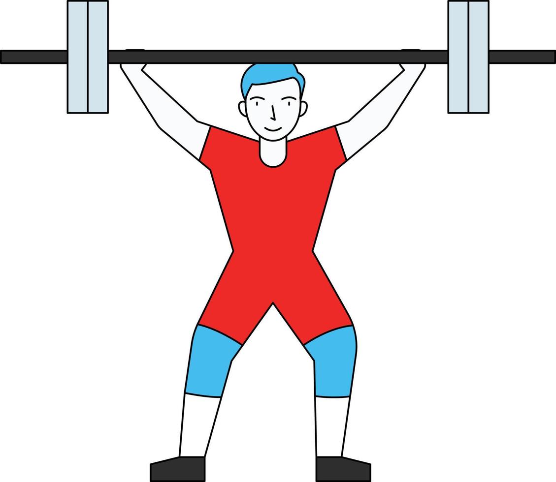 The boy is carrying a dumbbell. vector