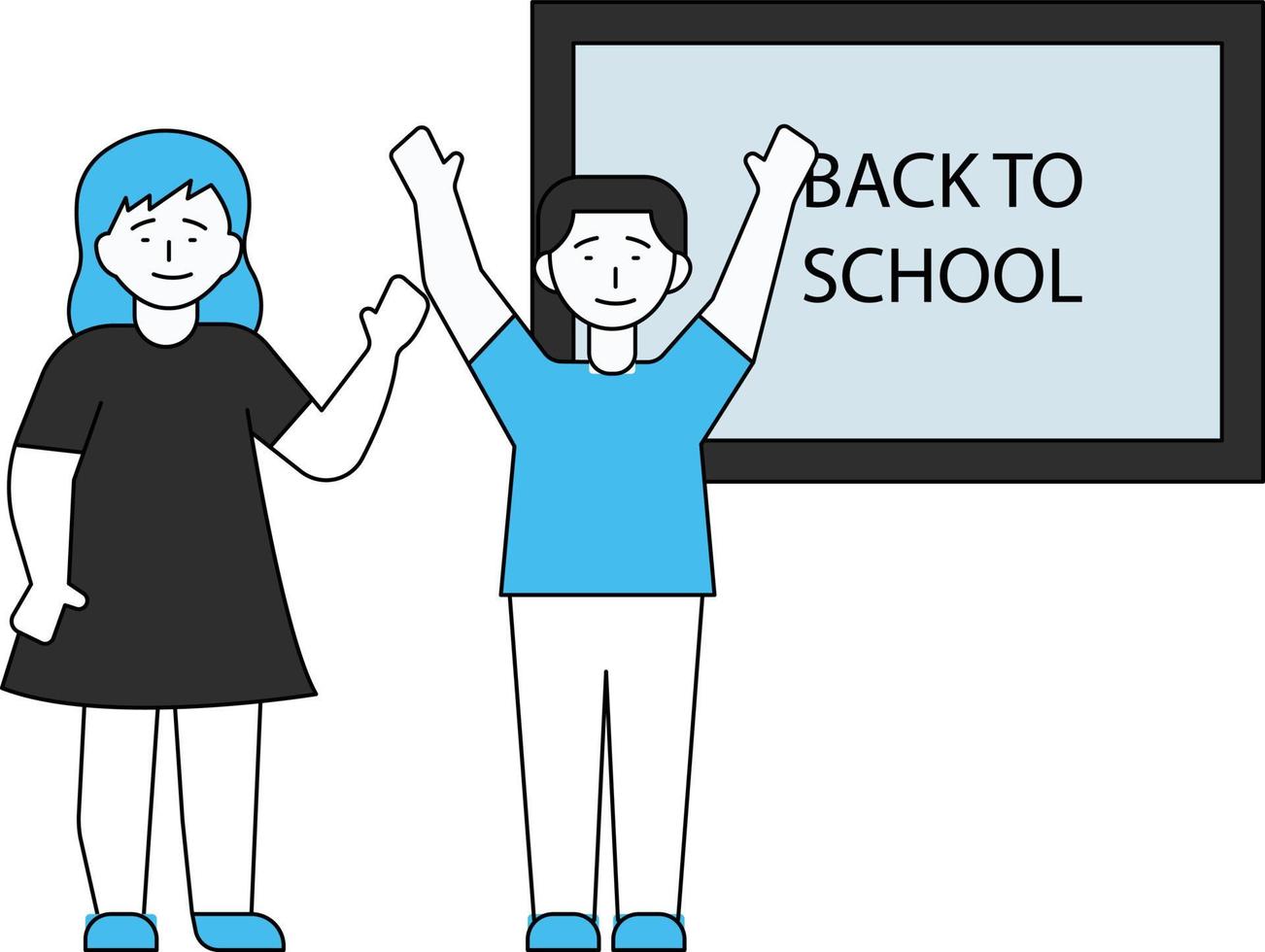 Boy and girl stand by the school board. vector