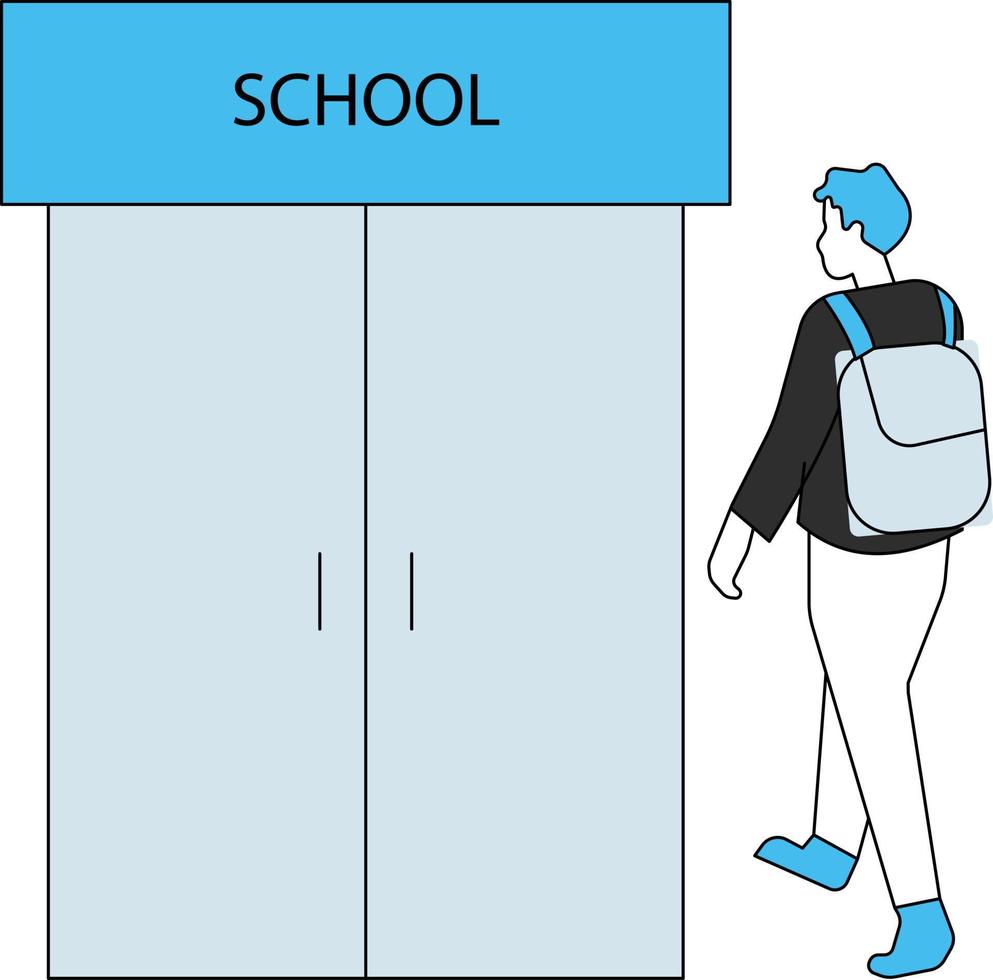 el niño va a la escuela con una mochila escolar. vector
