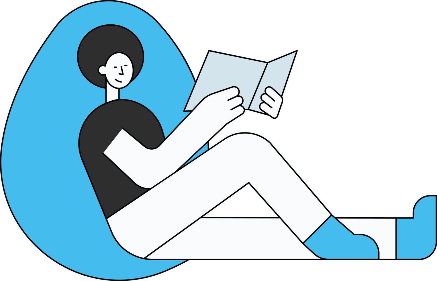 The boy is sitting and reading a book. vector