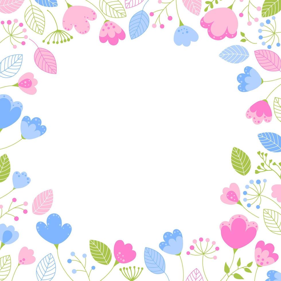 banner vectorial con decoración floral, fondo abstracto. Composición de flores y plantas. hermosa plantilla para el diseño. marco de flores y hojas vector