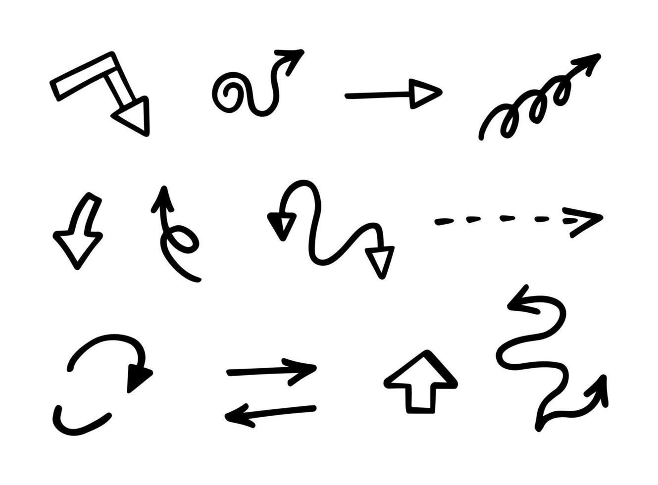 Vector set of hand drawn arrows, elements for presentation