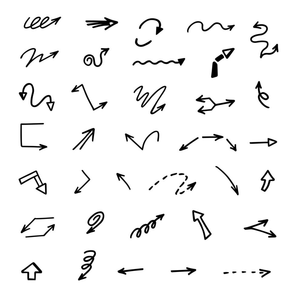 Vector set of hand drawn arrows, elements for presentation