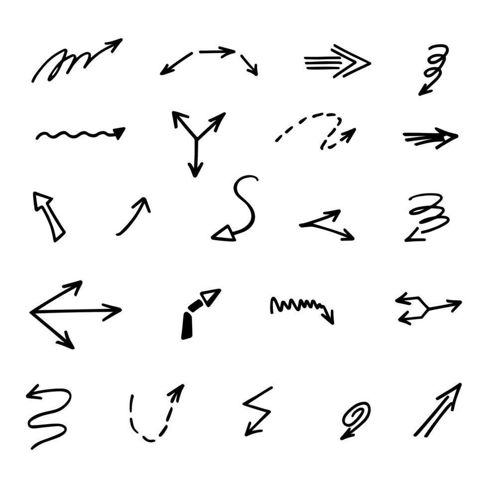 Vector set of hand drawn arrows, elements for presentation