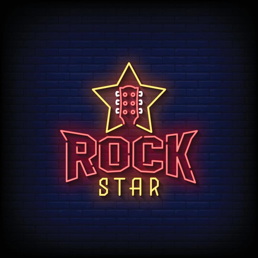 Rock Star Neon Signs Style Text Vector