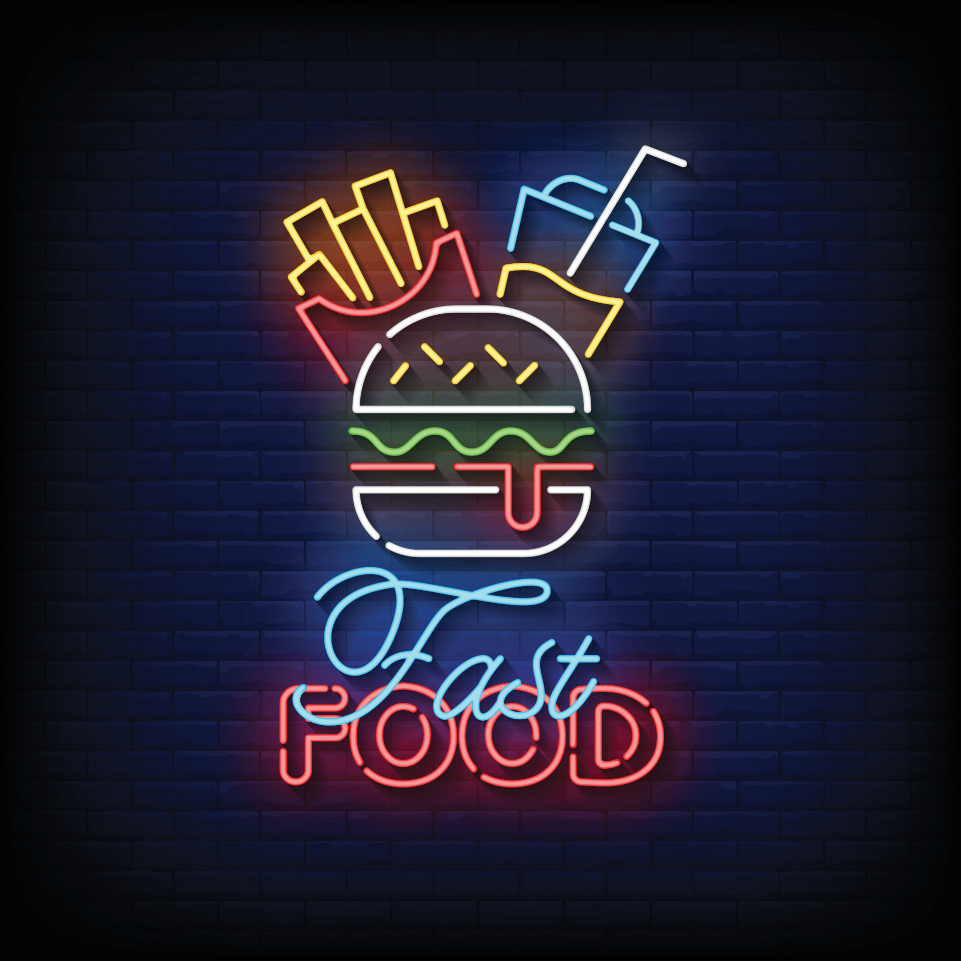 Fast Food Neon Signs Style Text Vector 7017711 Vector Art at Vecteezy